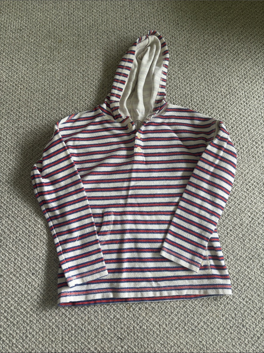 Hanna Andersson Kids Hooded Long-Sleeve Striped top, size 8